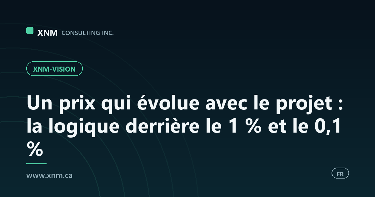Un prix qui évolue avec le projet : la logique derrière le 1 % et le 0,1 %